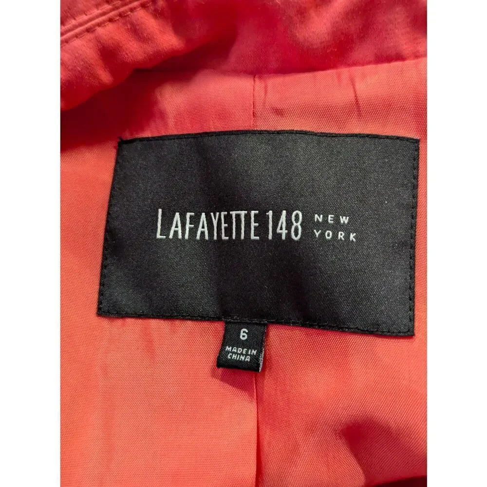 Lafayette 148 Jacket Woman's 6 Orange Double Zipper Lined‎ Bright Outdoors